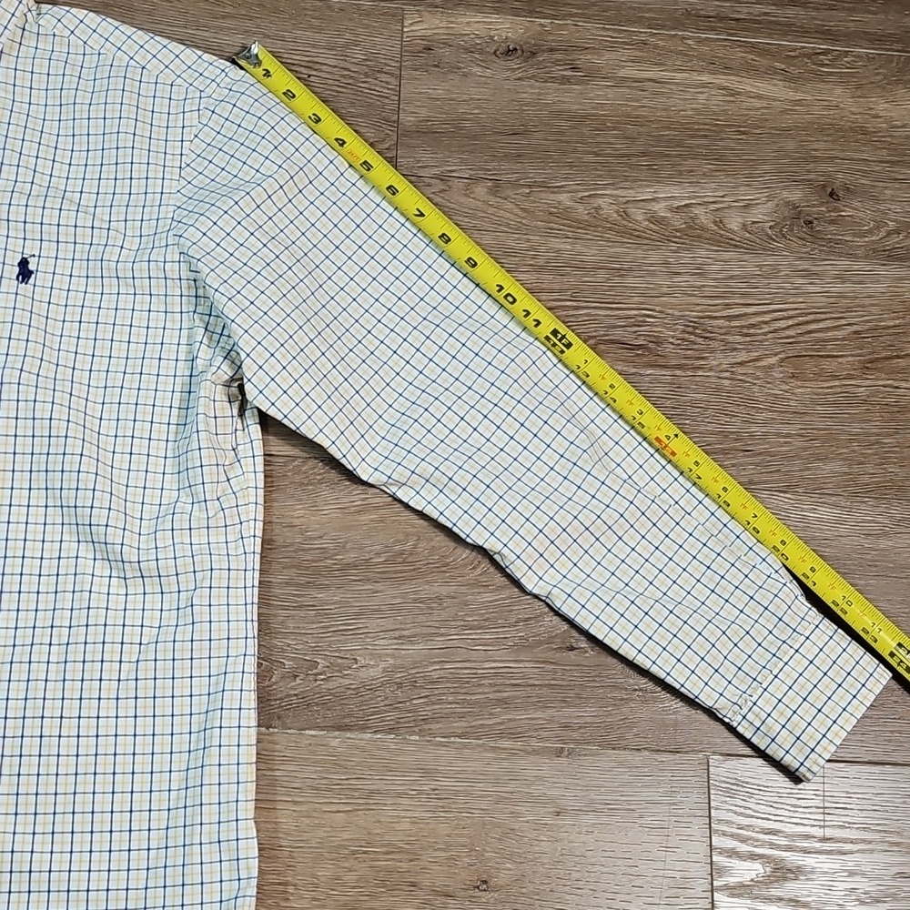 Ralph Lauren 100% Cotton Yellow Navy Check Plaid Long Sleeve Button Down Shirt - Picture 12 of 14